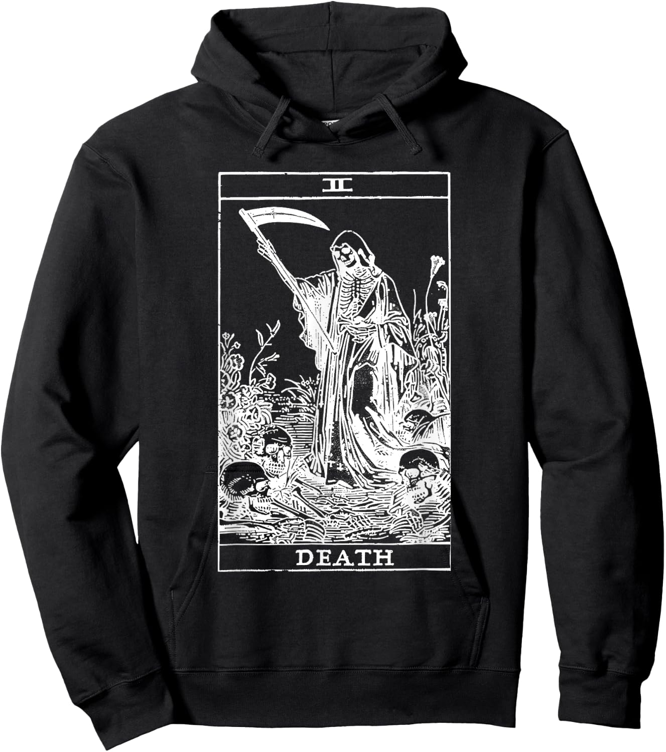 Tarot Card Death XIII Angel Skull Vintage Dead Reaper Grim Hoodie - Hoodie | Black