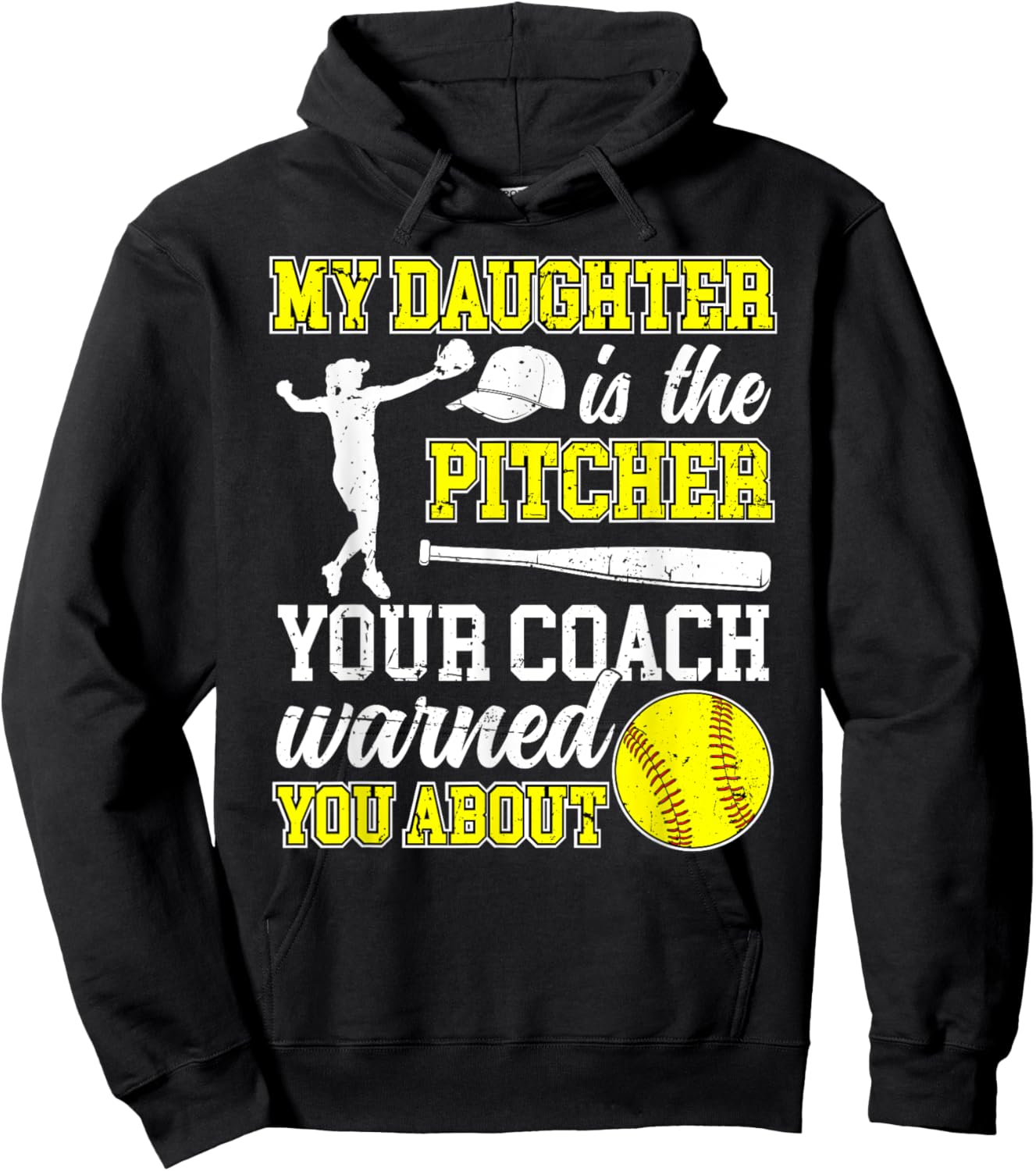 My Daughter Is Softball Pitcher Dad Of A Softball Pitcher Hoodie - Hoodie | Black