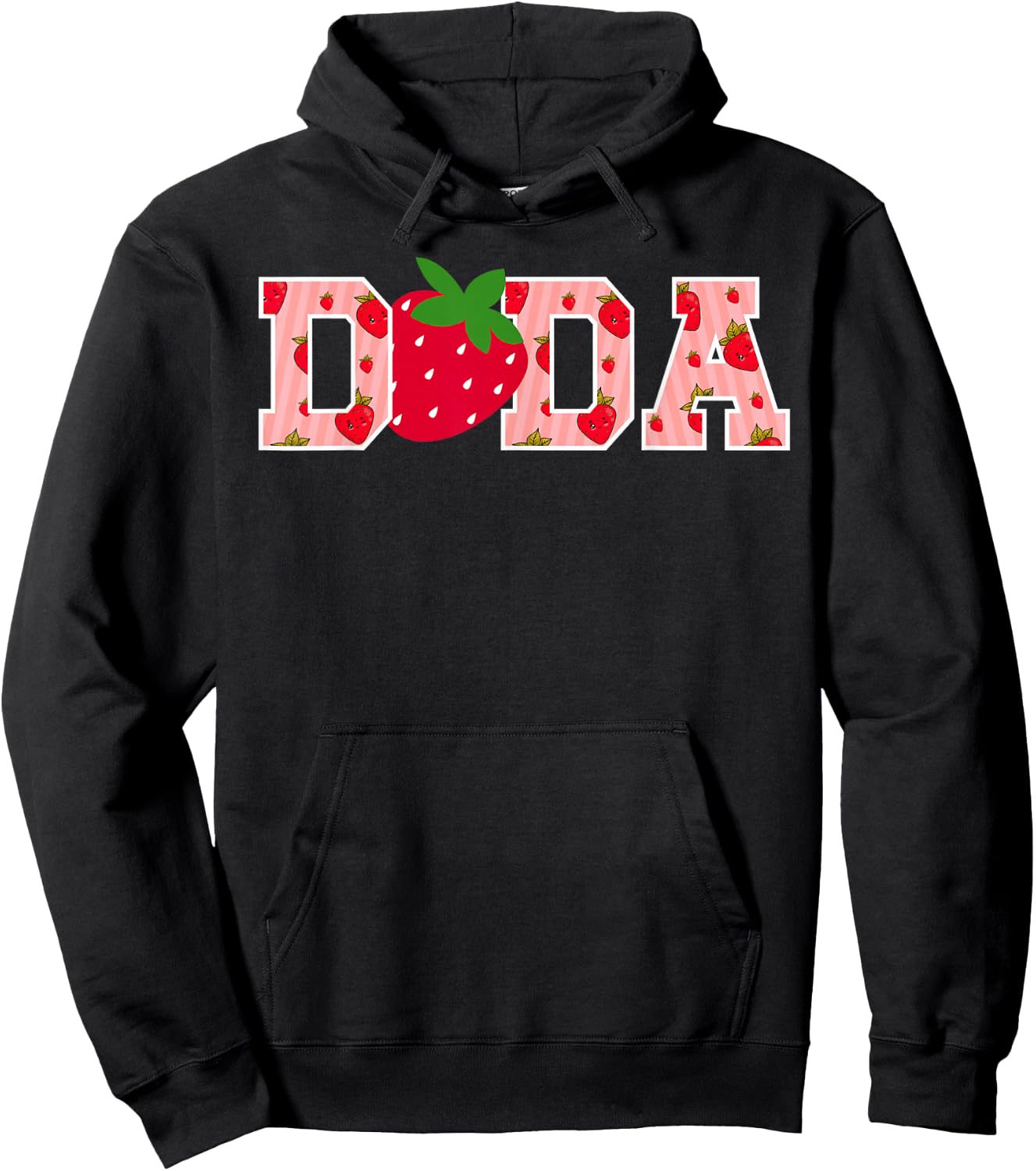 Dada Strawberry First Birthday Party Funny Strawberry Hoodie - Hoodie | Black