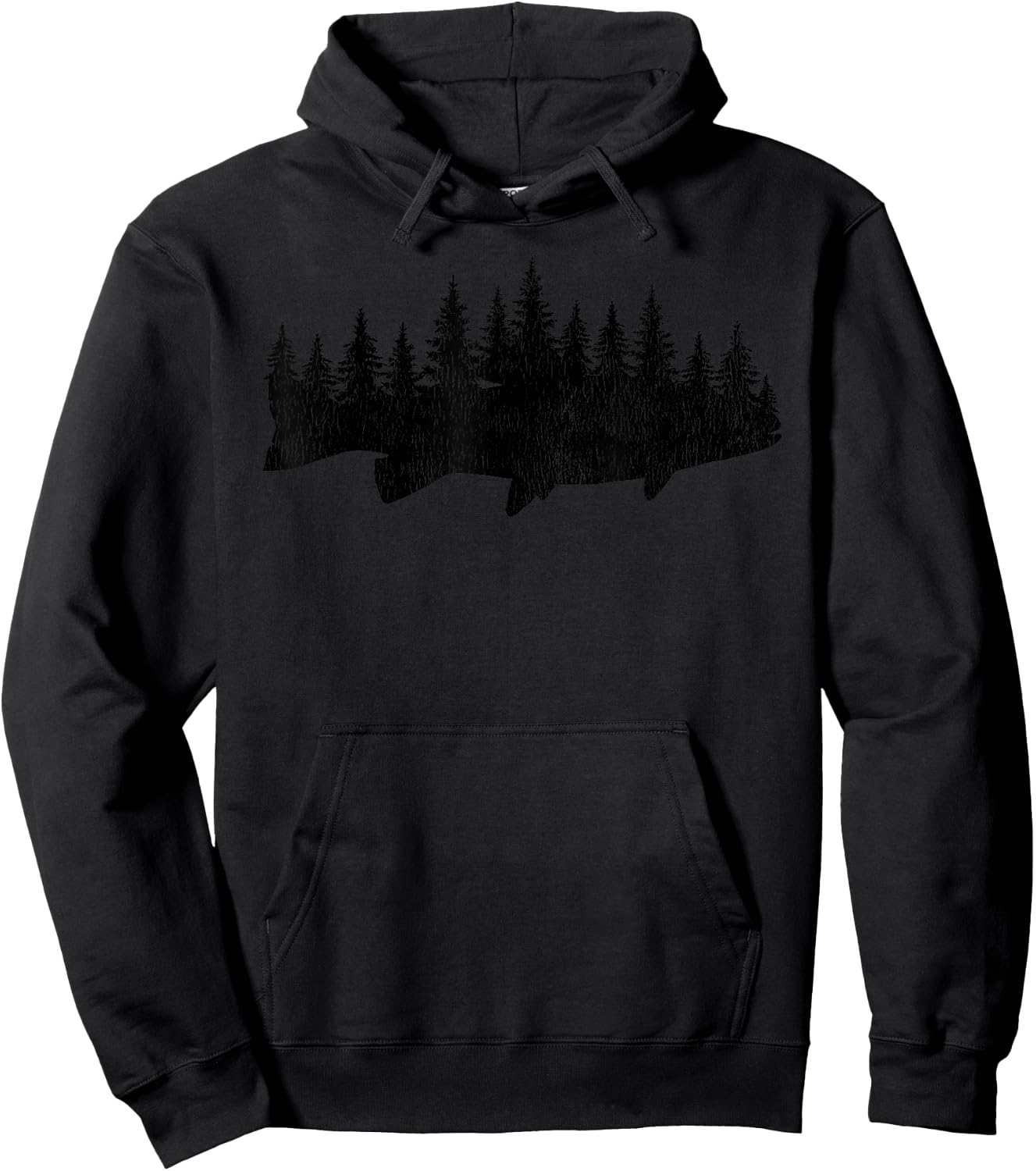 Steelhead Fishing - Forest Treeline Trout Fisherman Hoodie - Hoodie | Black