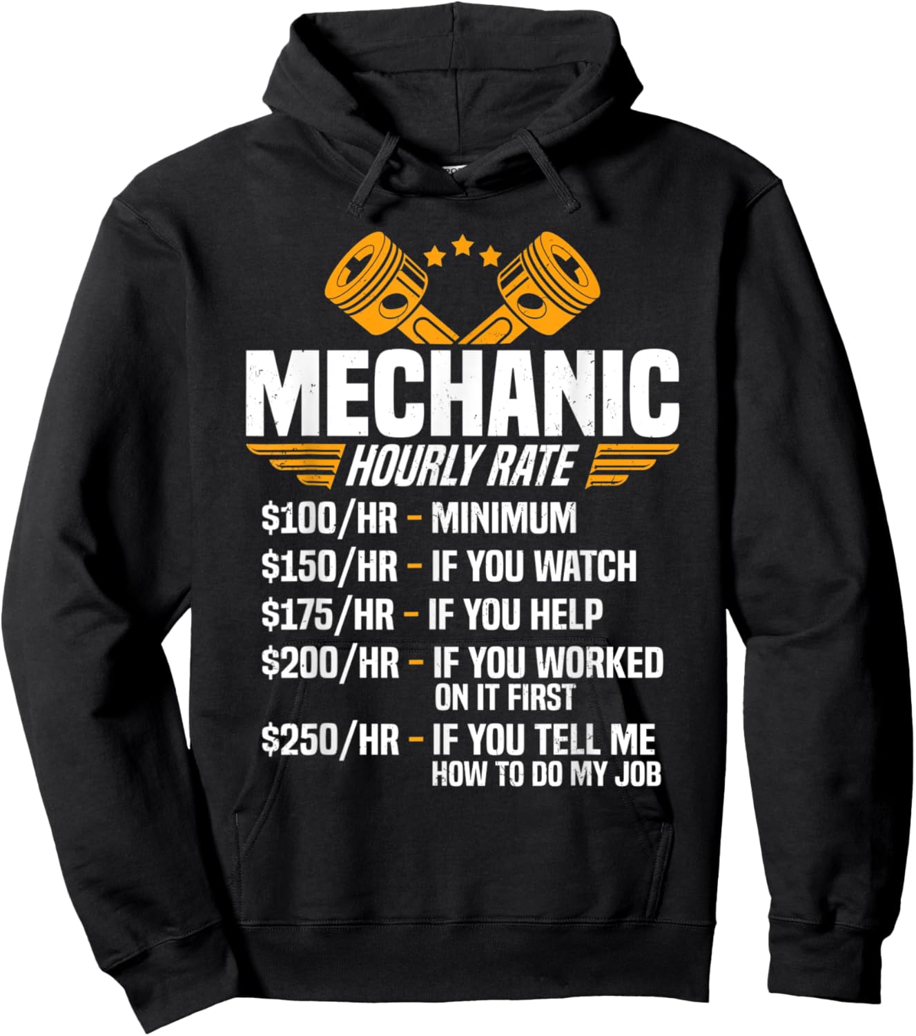 Funny Mechanic Men Dad Hourly Rate Car Auto Garage Mechanic Hoodie - Hoodie | Black
