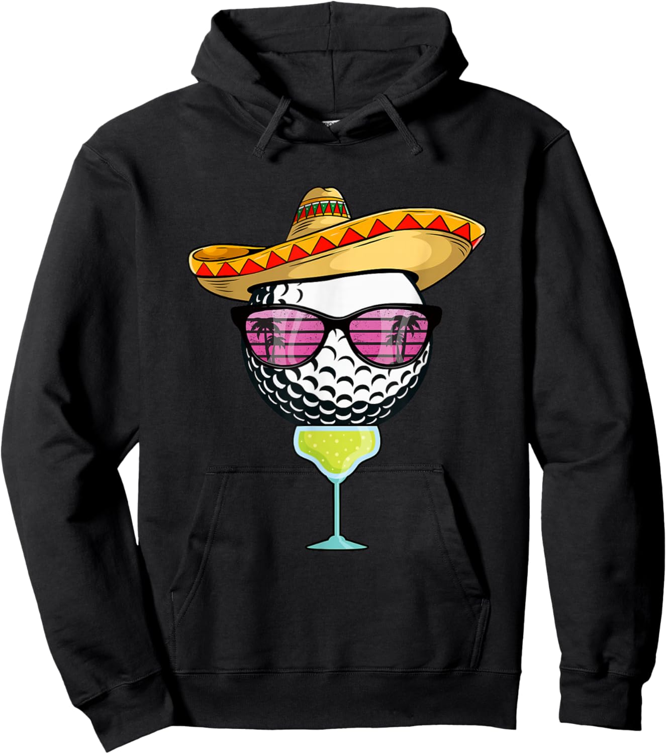 Women Cinco de Mayo Golf Ball With Sombrero Margarita Golfer Hoodie - Hoodie | Black