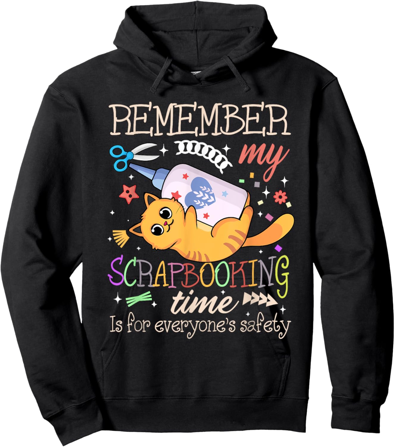 Scrapbooking Time Cat Lover Crafter Safety Crafting Hobby Hoodie - Hoodie | Black
