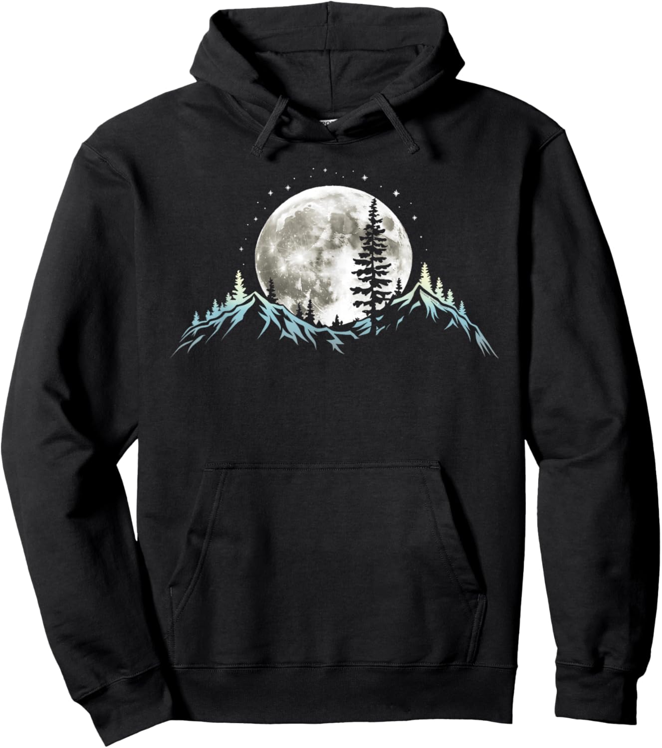 Full Moon Trees Nature Mountains Adventure Outdoor Forest Hoodie - Hoodie | Black