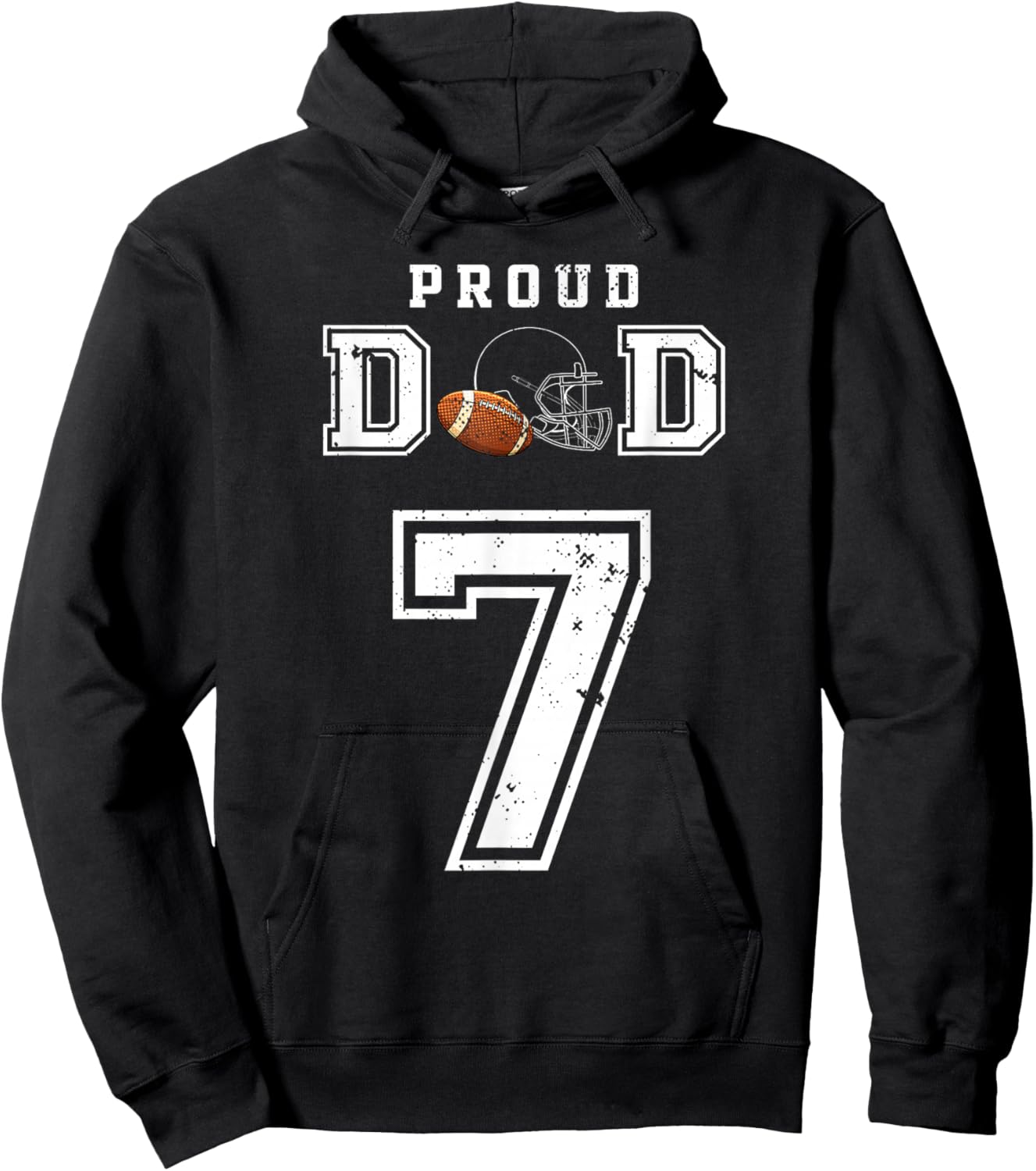 Custom Proud Football Dad Number 7 Personalized Hoodie - Hoodie | Black