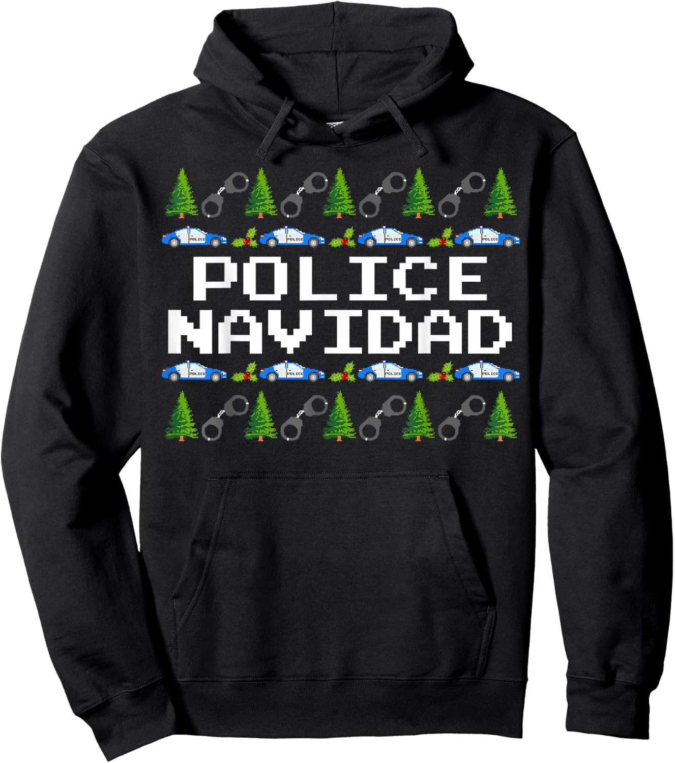 Police Navidad - Ugly Sweater Style Xmas Christmas Police Hoodie - Hoodie | Black