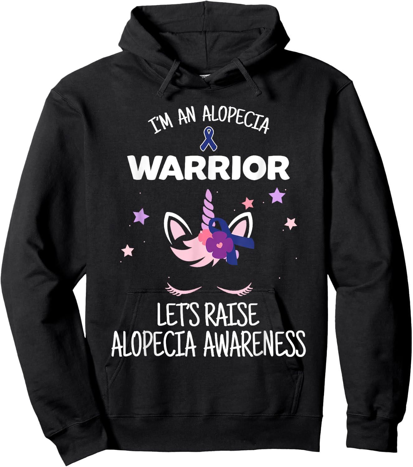 Unicorn Alopecia Warrior, Alopecia Awareness Hoodie - Hoodie | Black