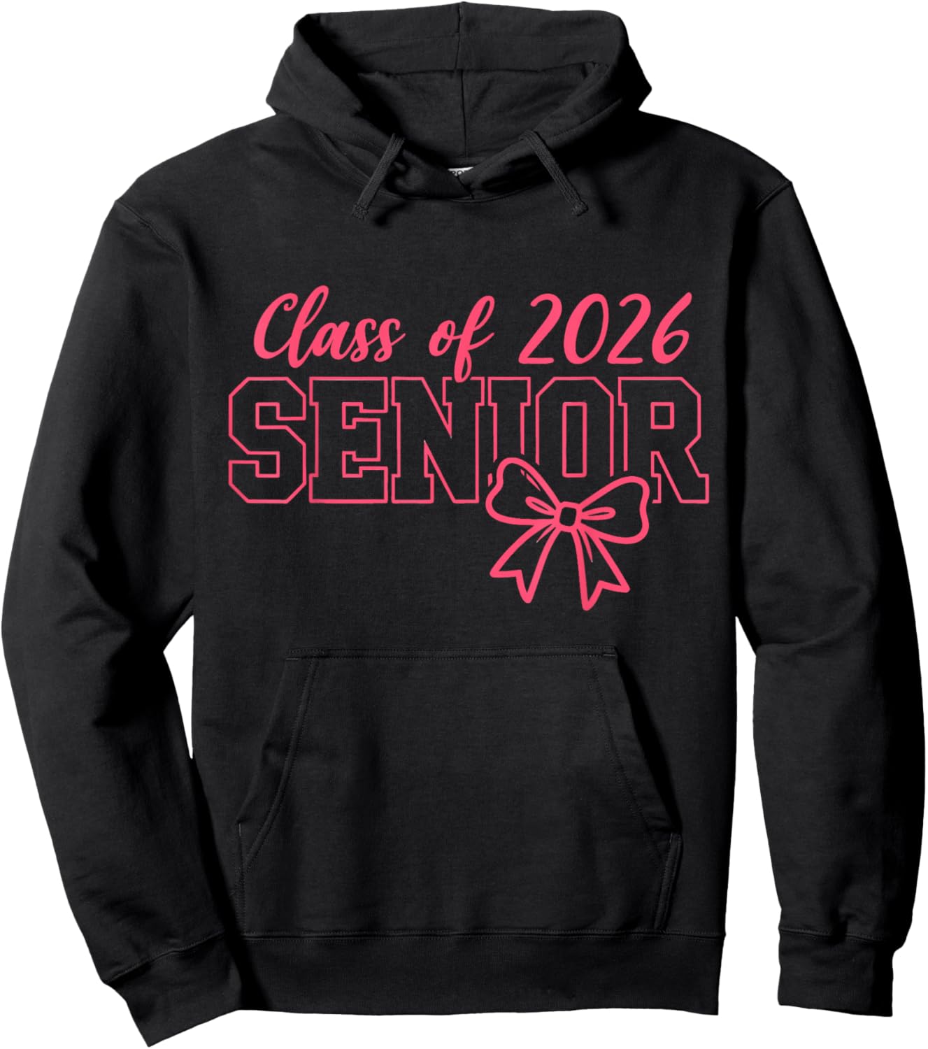 Class of 2026 Pink Coquette Bow Cap Senior 2026 Graduation Hoodie - Hoodie | Black