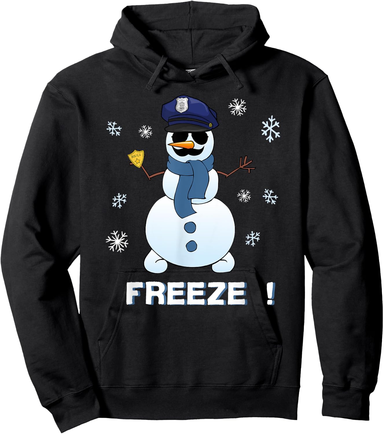 Cop Snowman Shirt Freeze Christmas Party Gift Xmas Hoodie - Hoodie | Black