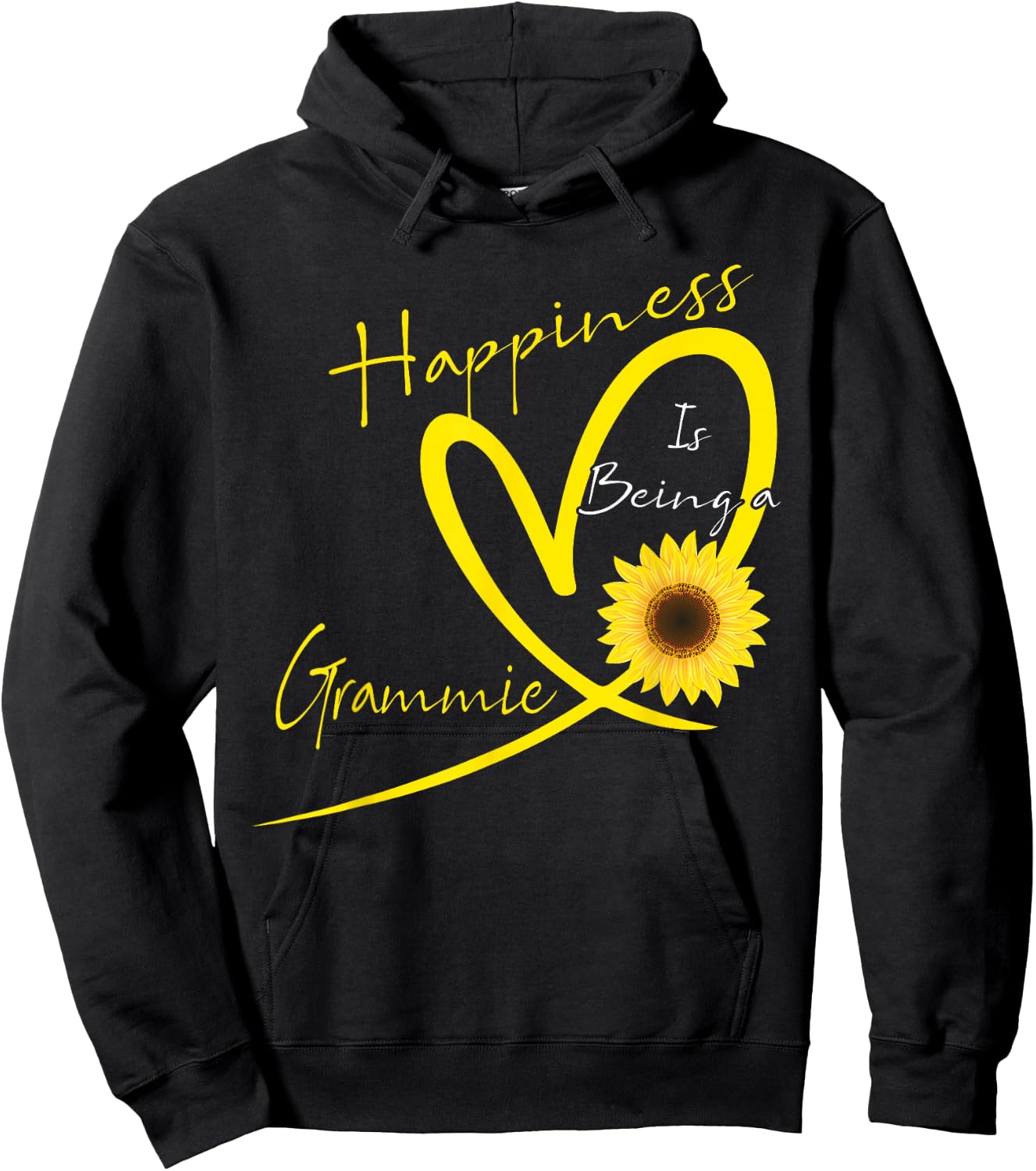 Happiness is Being A Grammie Sunflower Heart Hoodie - Hoodie | Black