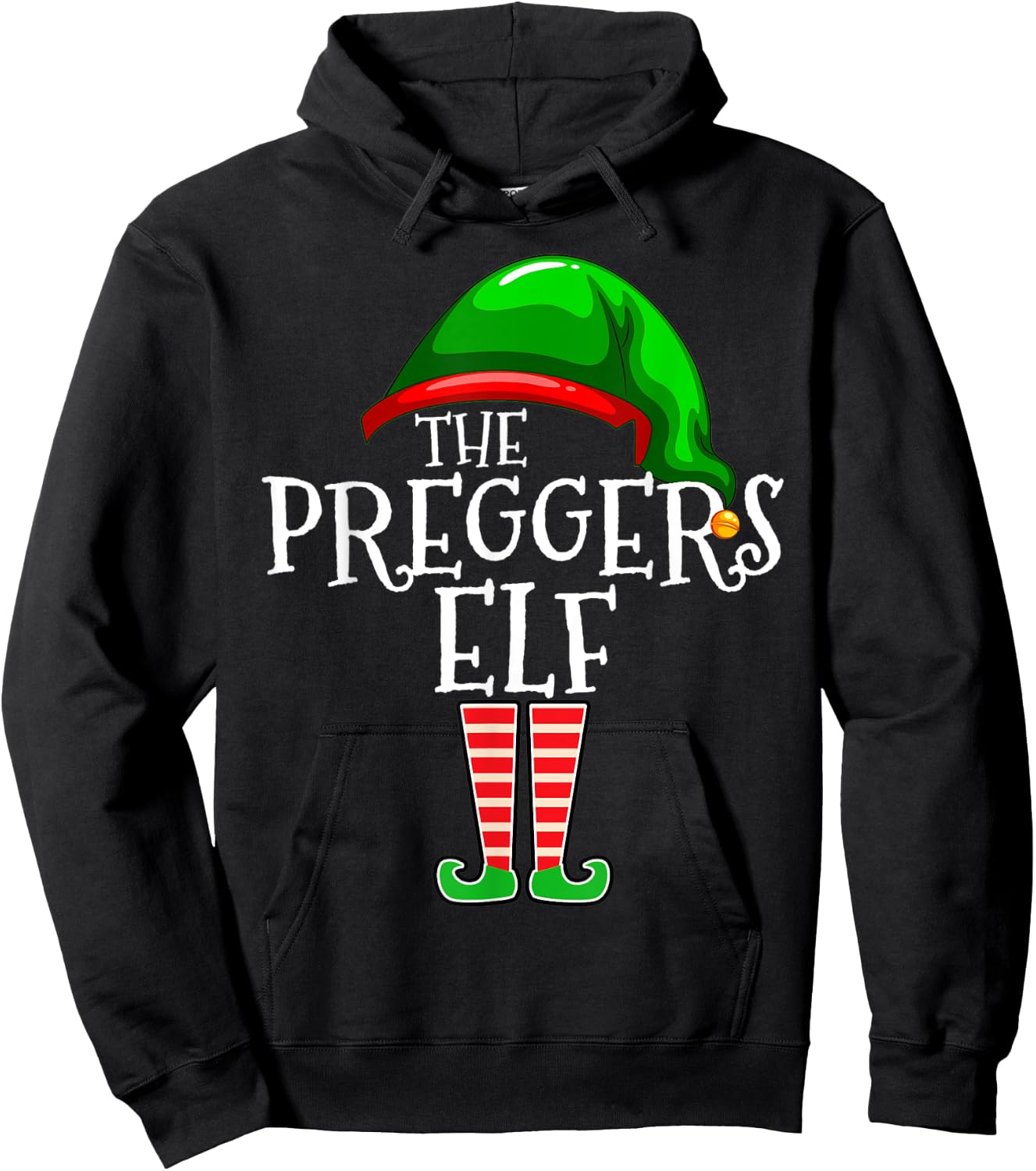 Preggers Elf Group Matching Family Christmas Gift Pregnant Hoodie - Hoodie | Black
