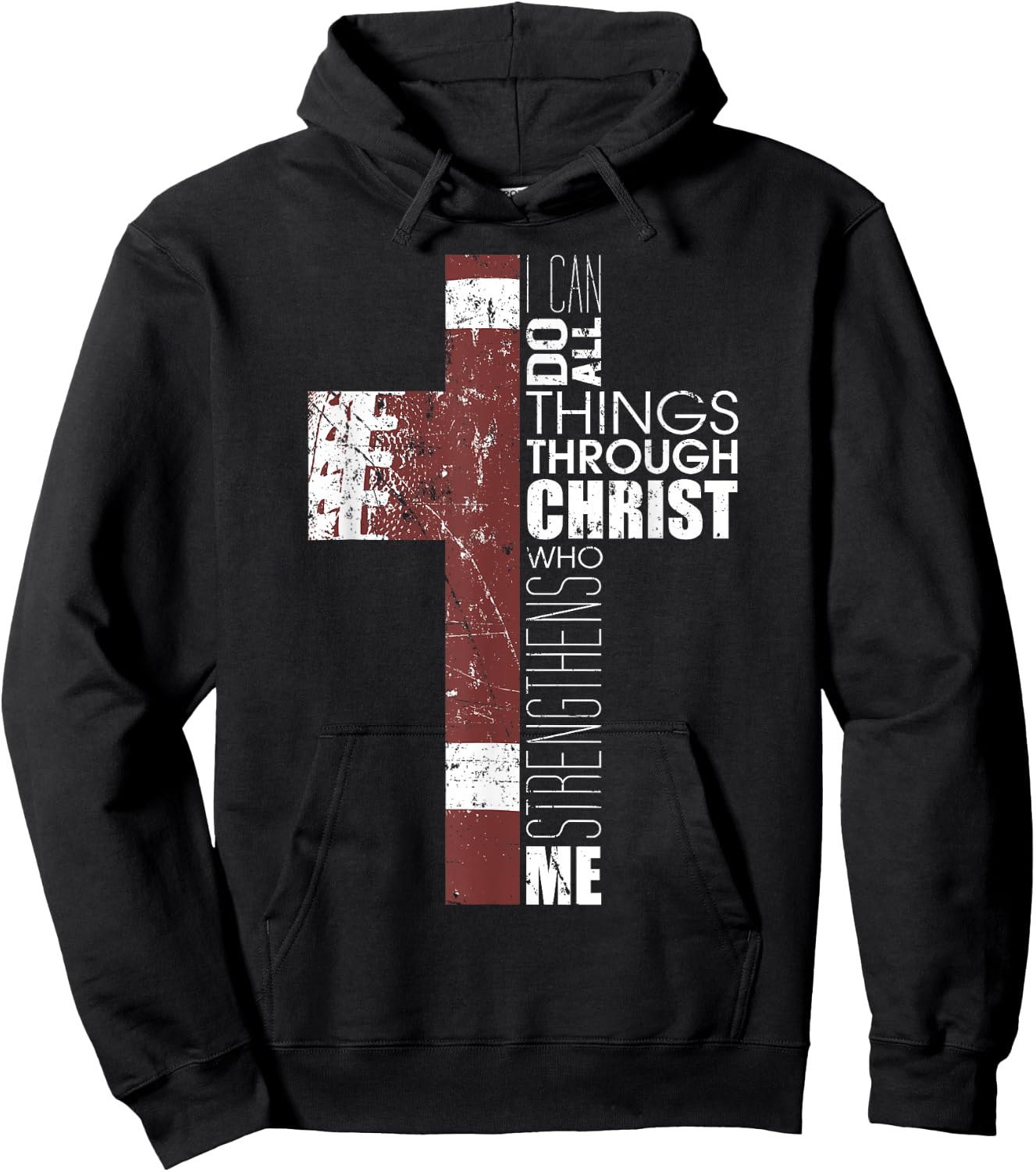 Christian Football Verse I Can Do All Things Through Christ Hoodie - Hoodie | Black