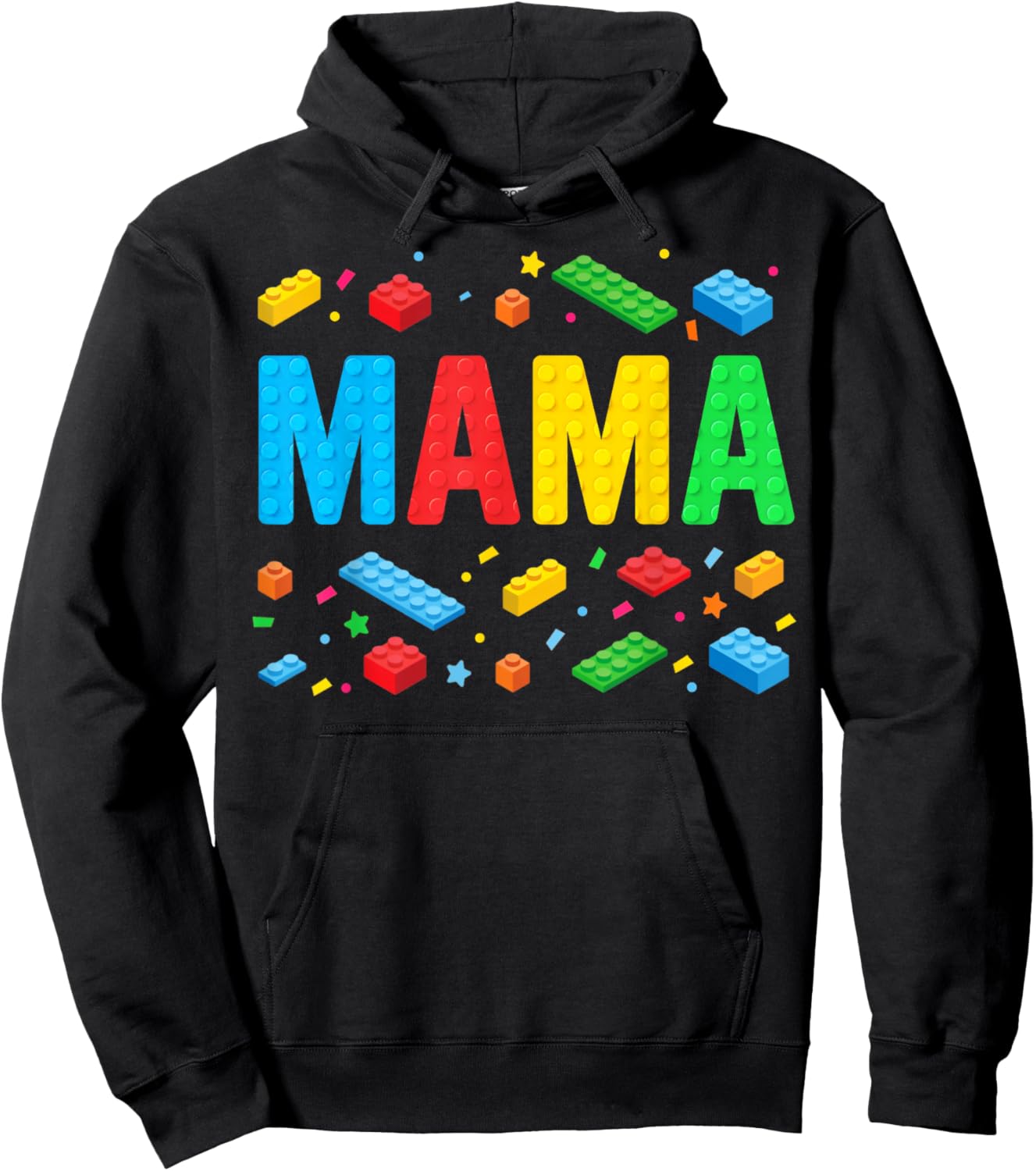 Mama Master Builder Building Bricks Blocks Funny Mothers Day Hoodie - Hoodie | Black