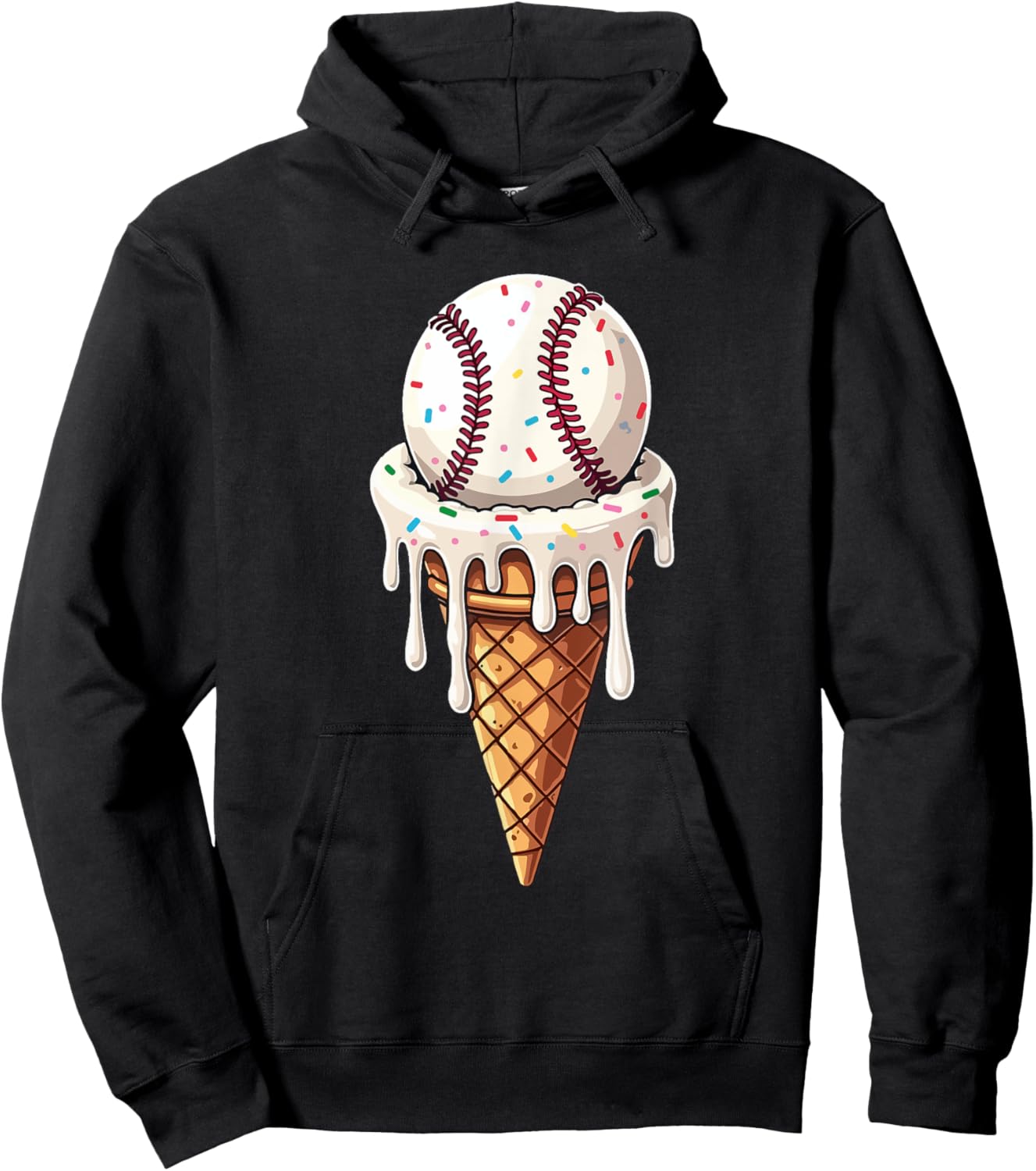 Baseball Drip with Melting Ice Cream Drippy Lovers Hoodie - Hoodie | Black