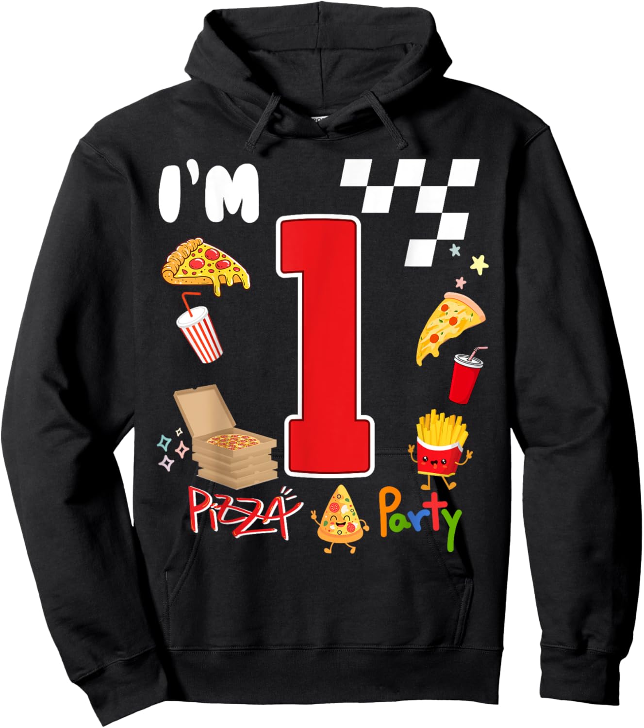 Pizza Lover 1st Birthday Crew 1 Year Old Funny Matching Hoodie - Hoodie | Black