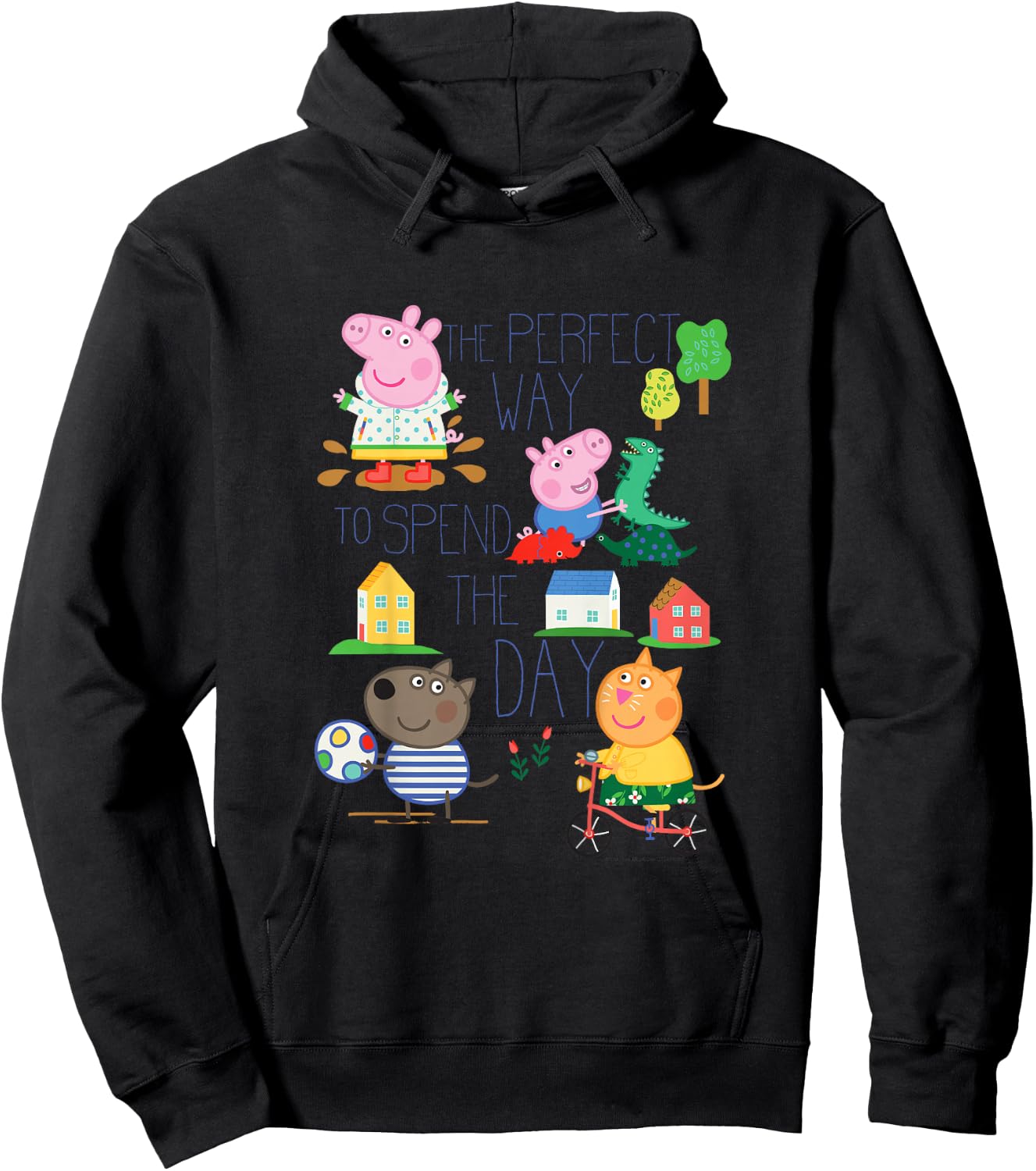 Kids Peppa Pig Peppa and George Perfect Way to Spend The Day! Hoodie - Hoodie | Black