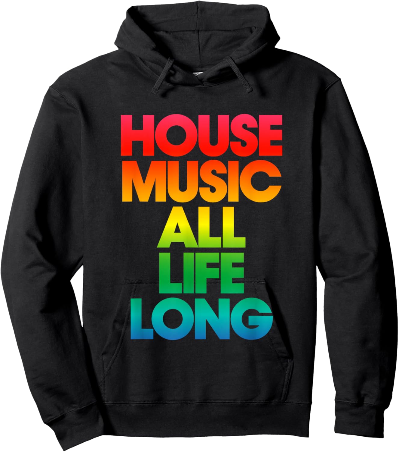Rainbow Print Defected House Music All Life Long Hoodie - Hoodie | Black