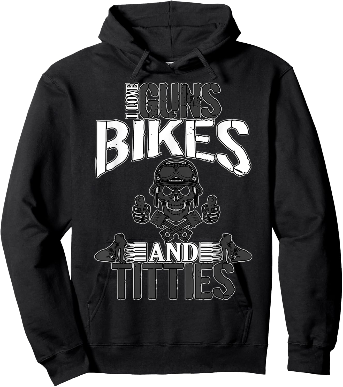 I Love Guns Bikes & Titties Gift Women Ride Pride Hoodie - Hoodie | Black