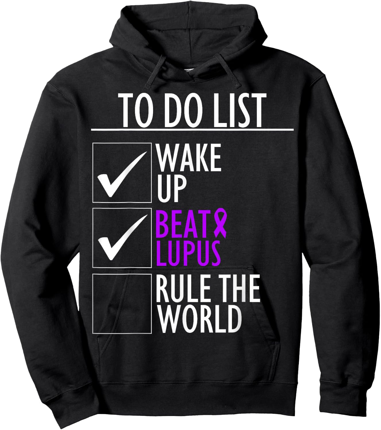 Purple Ribbon Wolf To Do List Beat Lupus Awareness Hoodie - Hoodie | Black