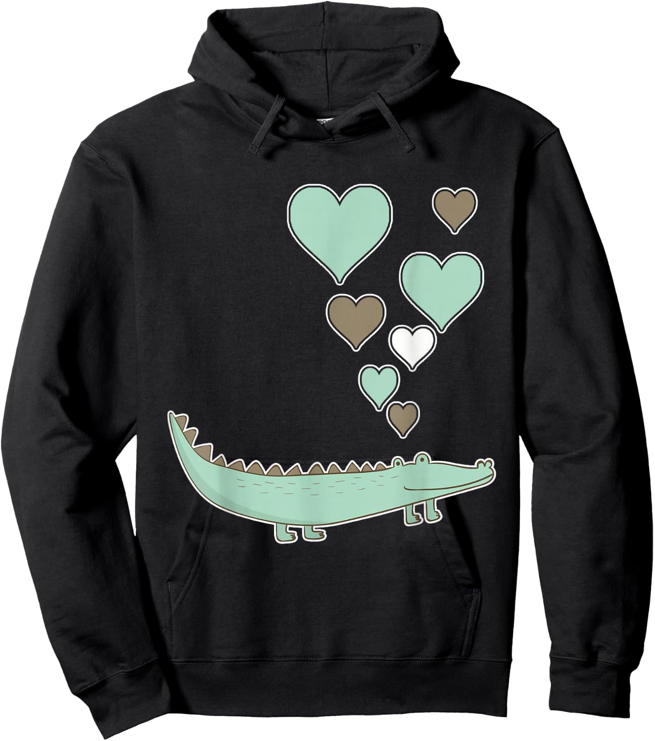 Cute Alligator with Hearts - I Love Alligators Hoodie - Hoodie | Black