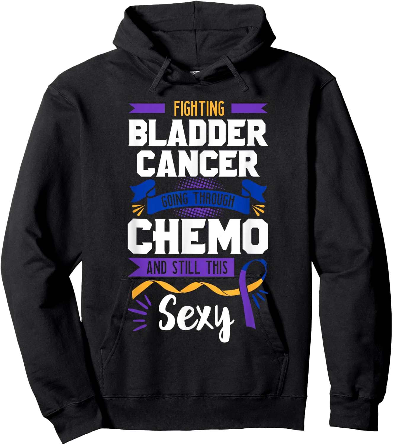 Fighting Chemo Bladder Cancer Purple Blue And Yellow Dysuria Hoodie - Hoodie | Black