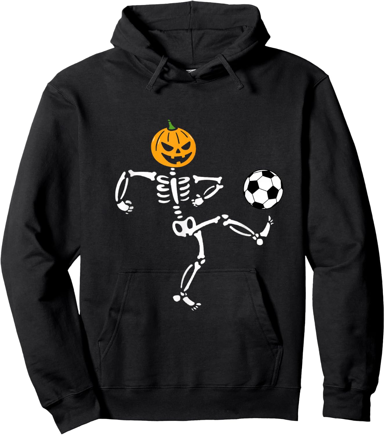 Pumpkin Skeleton Soccer Player Halloween Men Boys Soccer Hoodie - Hoodie | Black