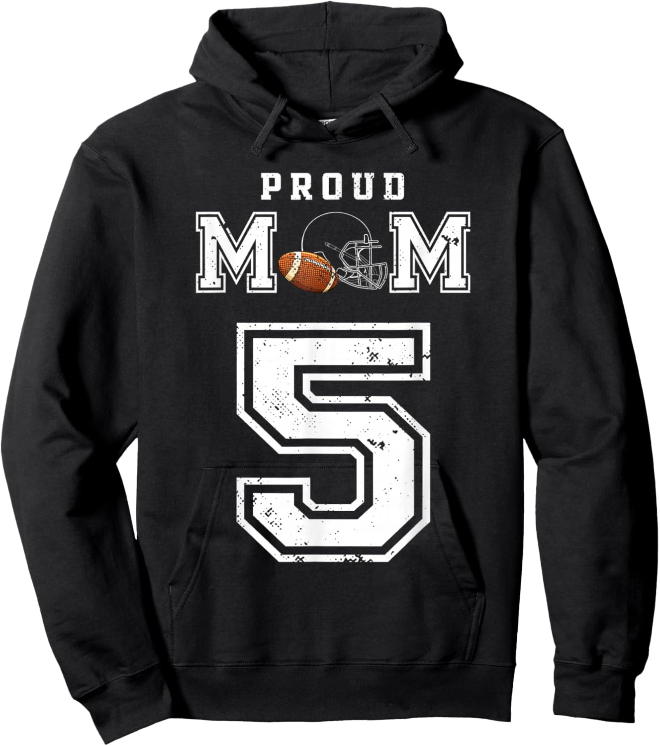 Custom Proud Football Mom Number 5 Personalized Hoodie - Hoodie | Black