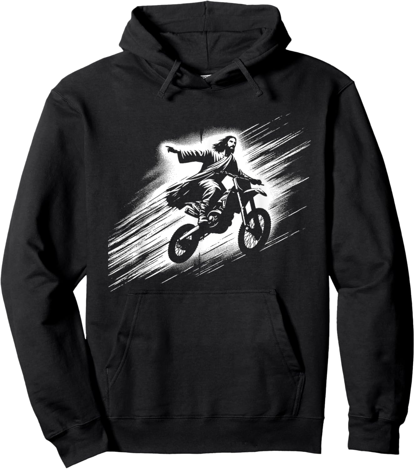 Jesus On Dirt Bike - Funny Christian Motorcycle Lover Hoodie - Hoodie | Black