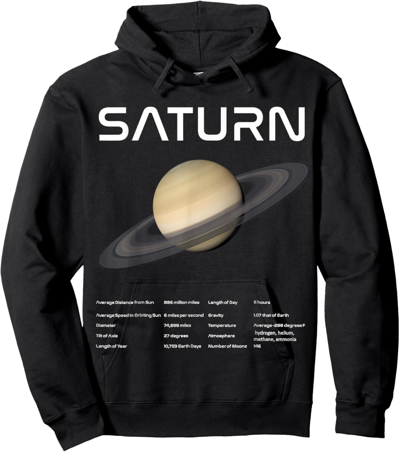 Nerdy Saturn Astronomy Science Planets Solar System Facts Wt Hoodie - Hoodie | Black