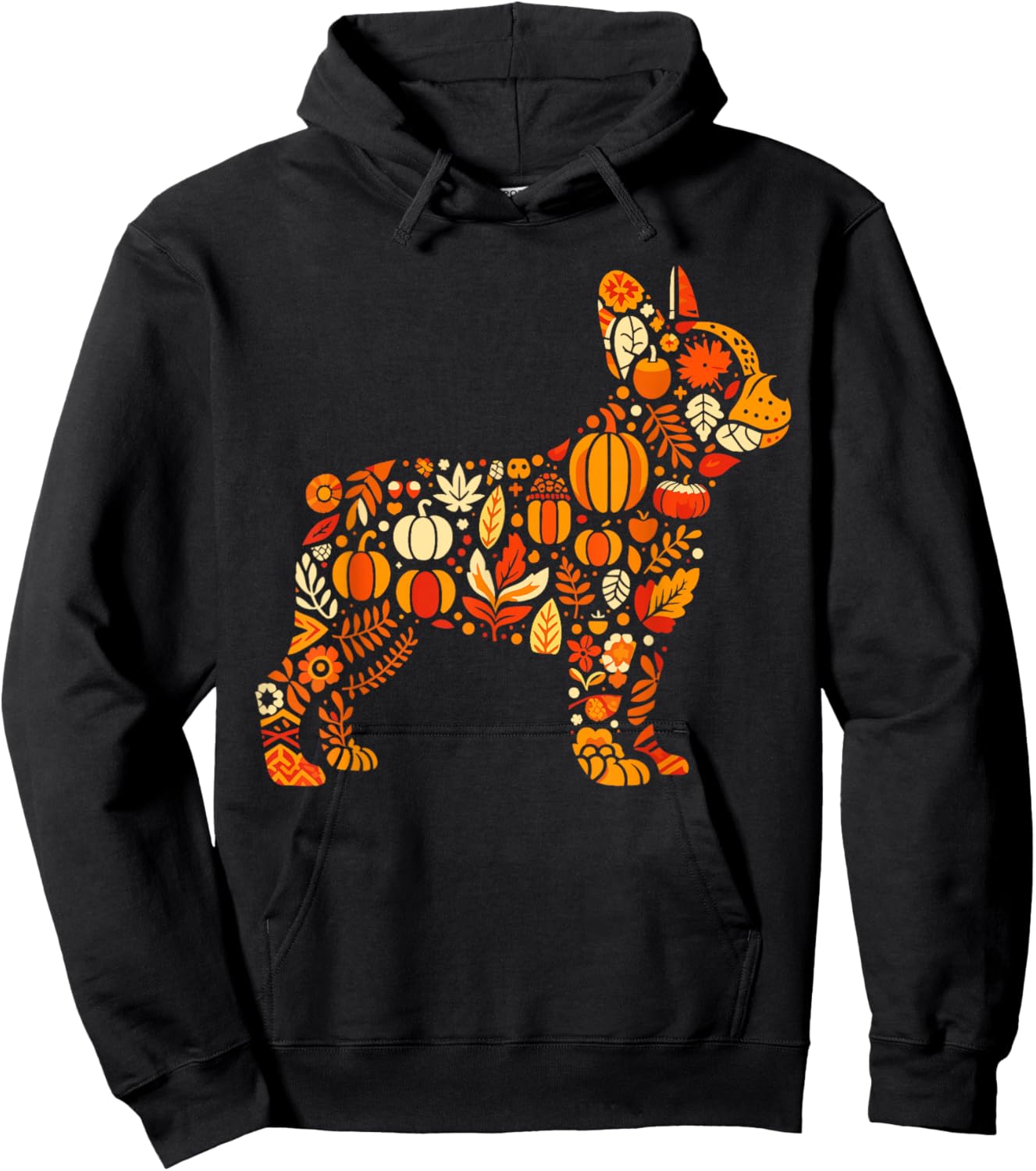 Autumn Pumpkin French Bulldog Thanksgiving Kids Hoodie - Hoodie | Black
