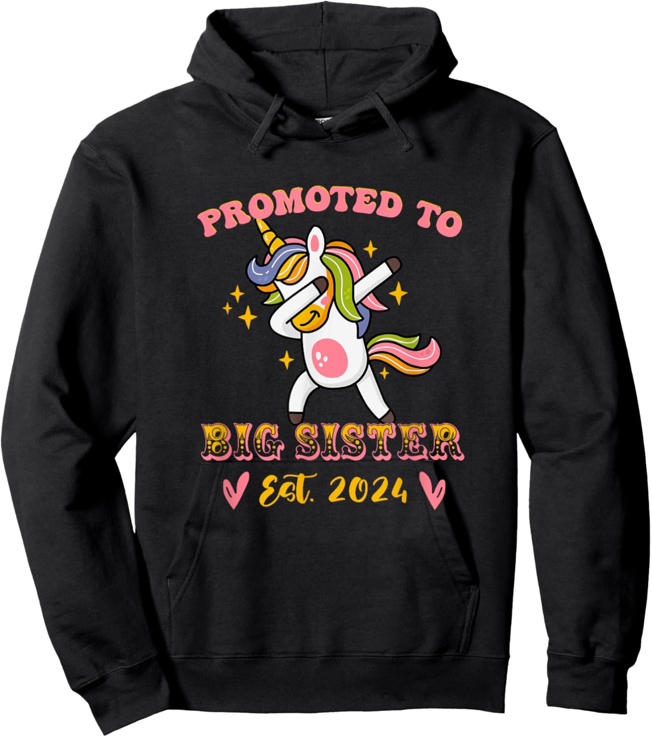Promoted to big sister est. 2024 for pregnancy announcement Hoodie - Hoodie | Black