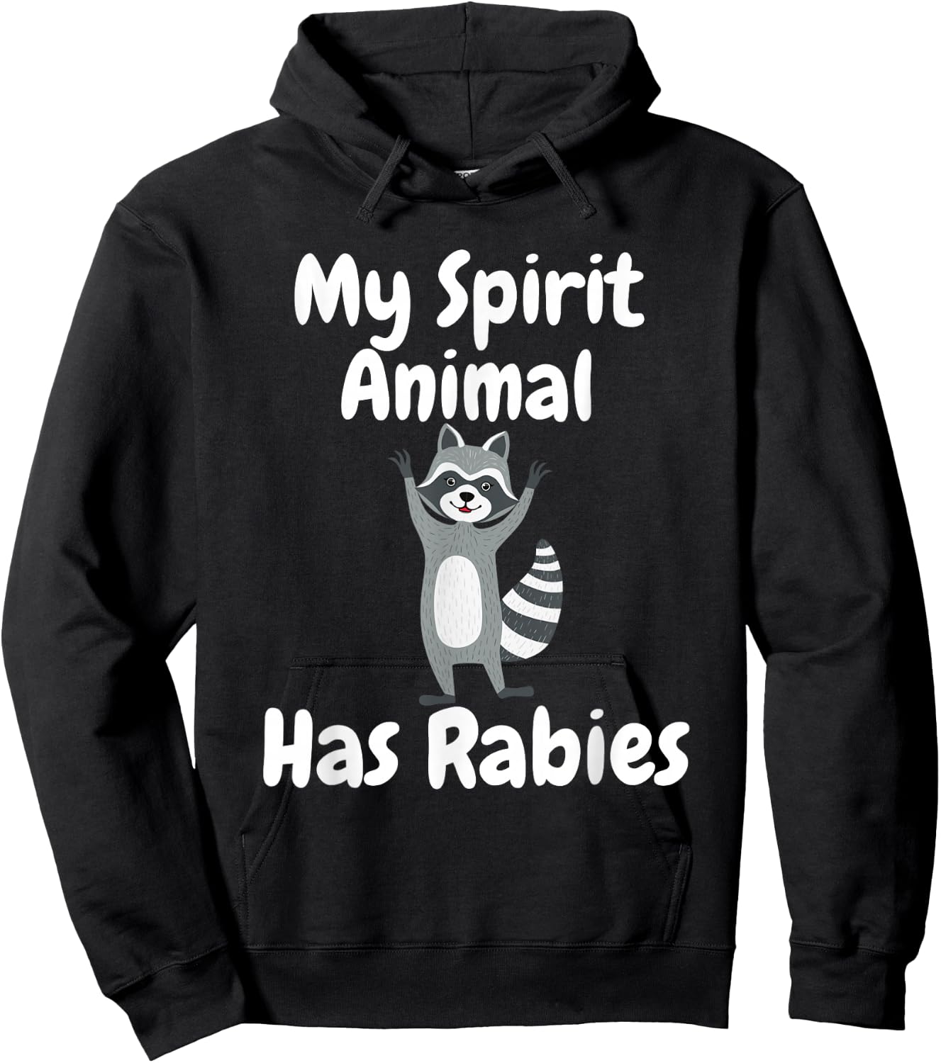 My Spirit Animal Has Rabies Funny Sarcastic Joke Racoon Hoodie - Hoodie | Black