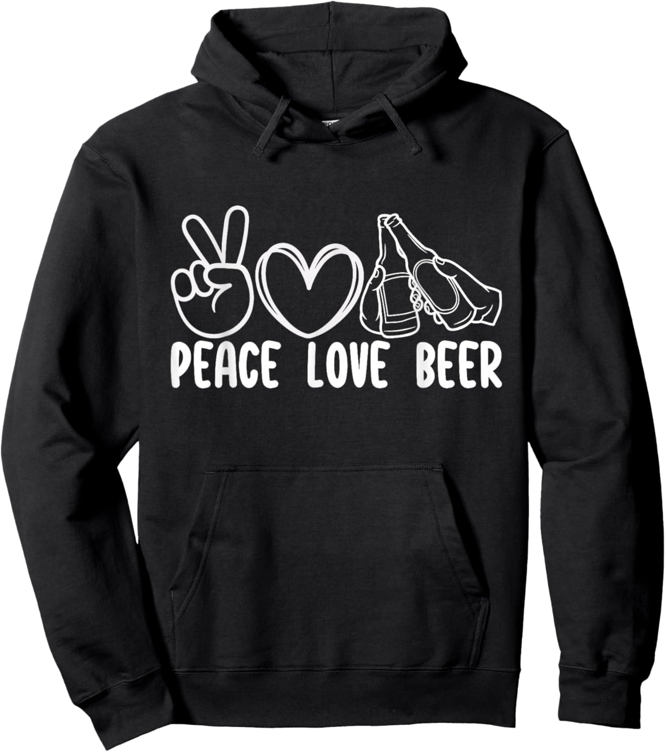 Peace Love Beer Hoodie - Hoodie | Black