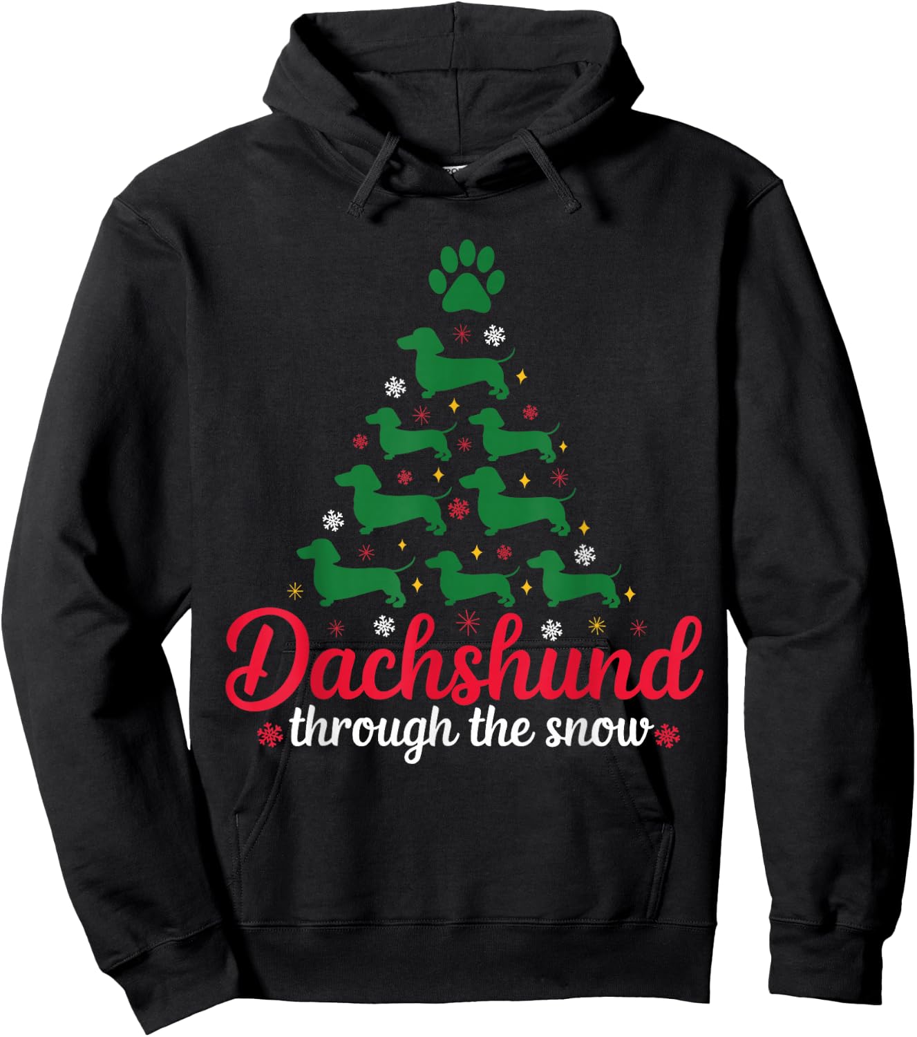 Funny Dachshund Christmas Dog tree Dachshund Xmas Hoodie - Hoodie | Black