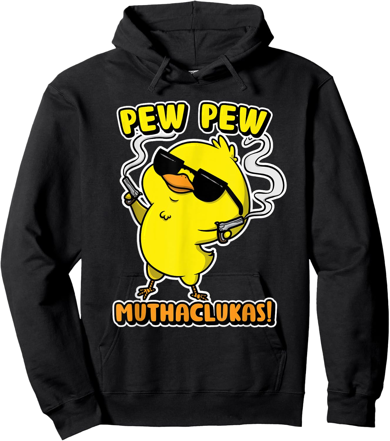 Funny Chicken Shirt Pew Pew Muthacluckas Women Men Hoodie - Hoodie | Black
