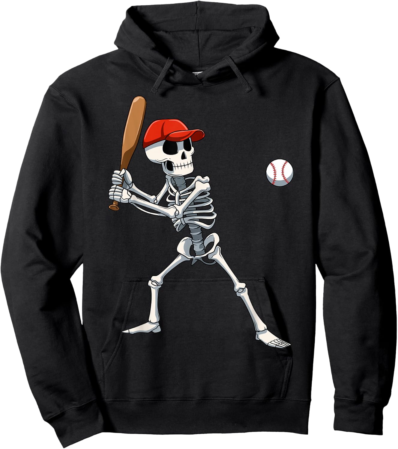 Baseball Skeleton Halloween Skeleton Playing Baseball Hoodie - Hoodie | Black