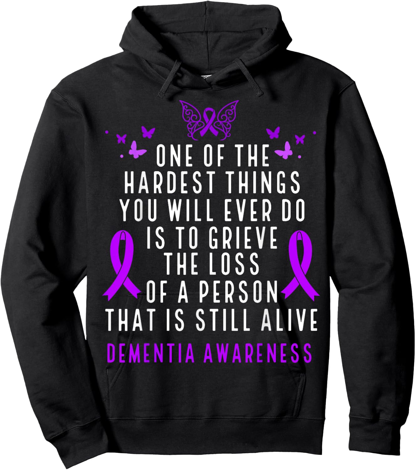 Dementia Awareness Month Butterfly Warrior Alzheimers Hoodie - Hoodie | Black