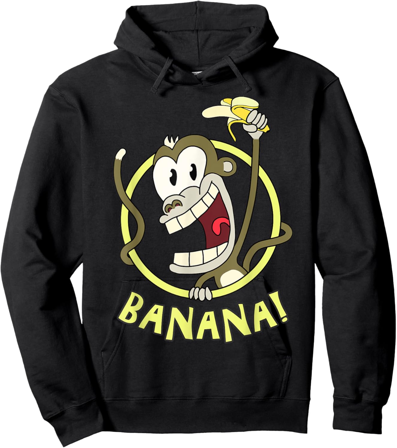 Happy Cartoon Banana Monkey.Cool, Funny and Cute. Hoodie - Hoodie | Black