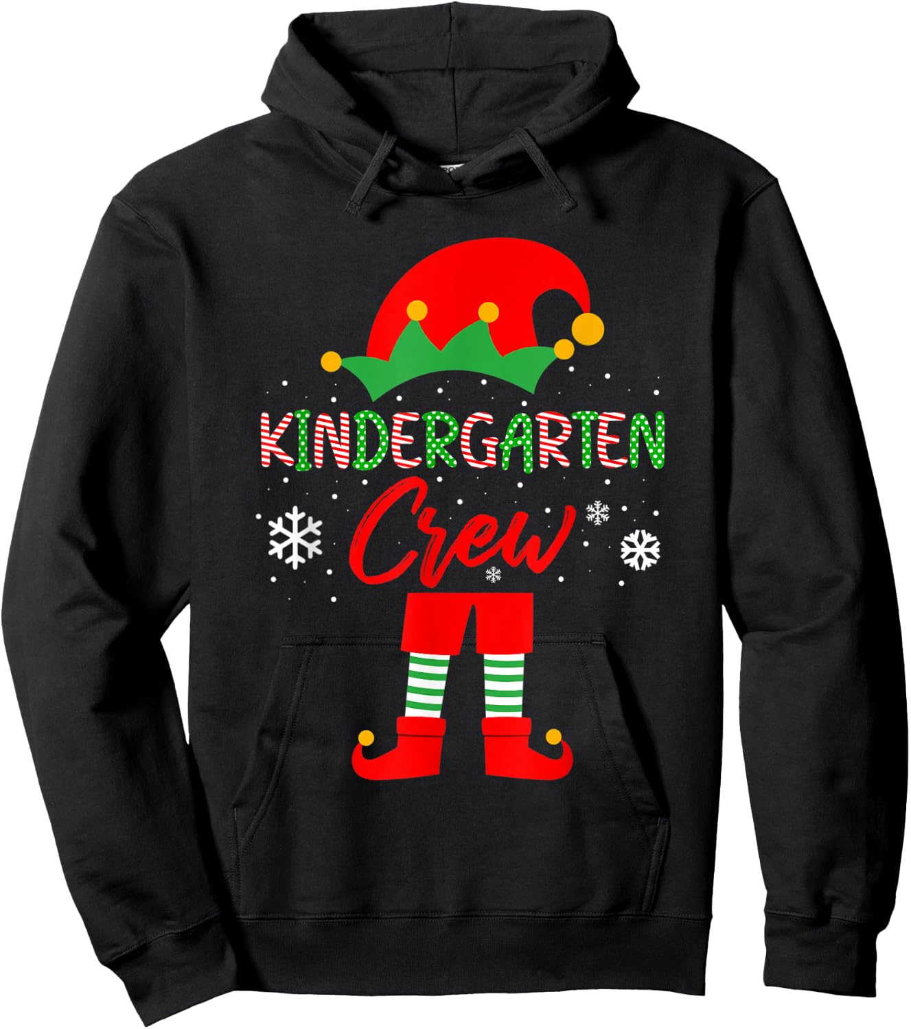 Kinder Crew Christmas Kindergarten Teacher Matching Hoodie - Hoodie | Black