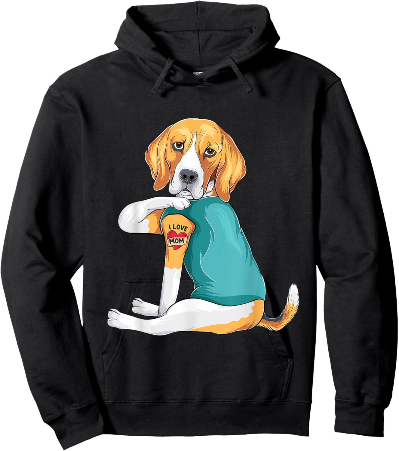 Mother's Day gift funny dog Mom Beagle i love mom tattoo Hoodie - Hoodie | Black