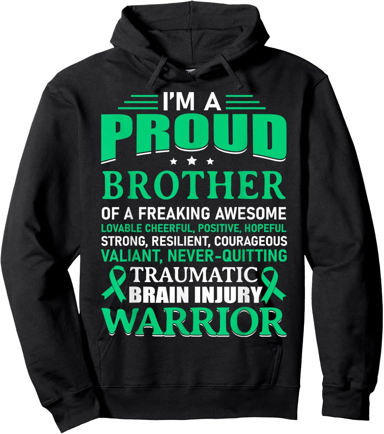Traumatic Brain Injury Awareness TBI Brother Warrior Gift Hoodie - Hoodie | Black