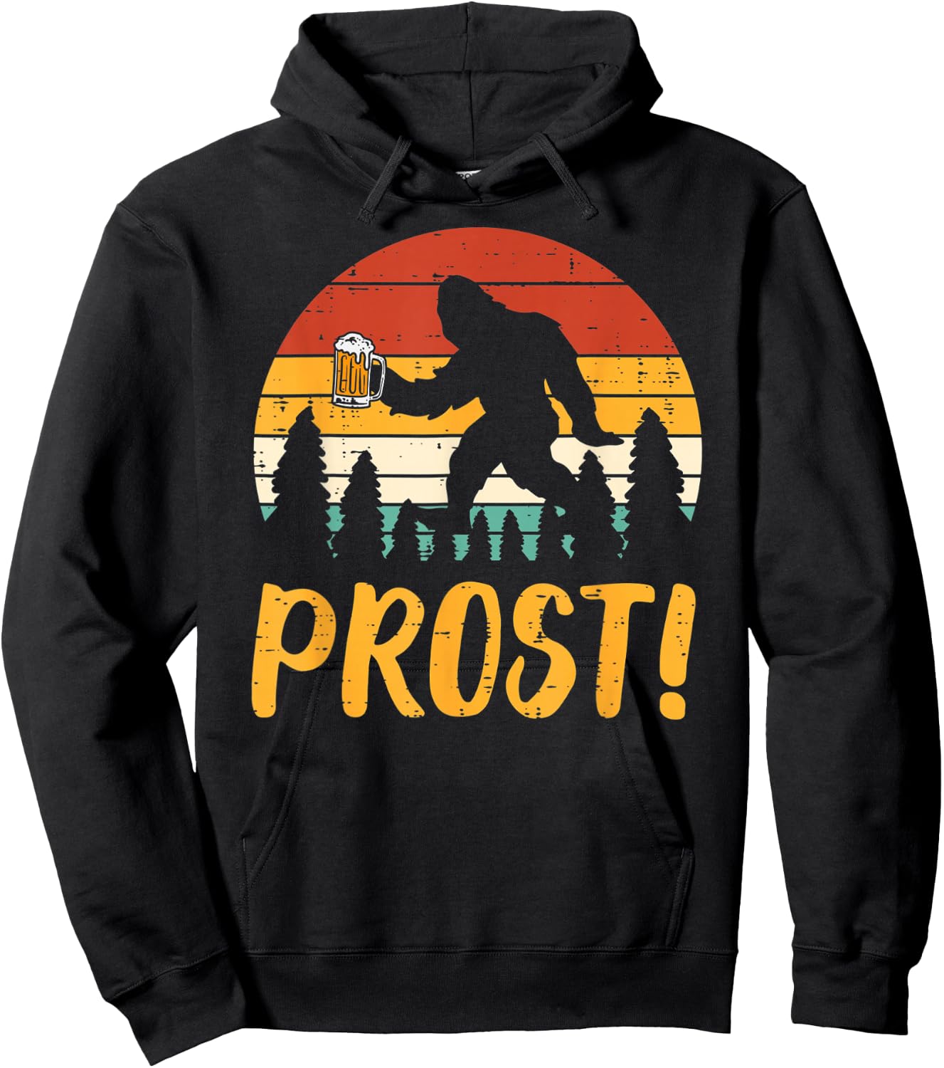 Bigfoot Sasquatch Prost Retro Bavarian Oktoberfest Men Women Hoodie - Hoodie | Black