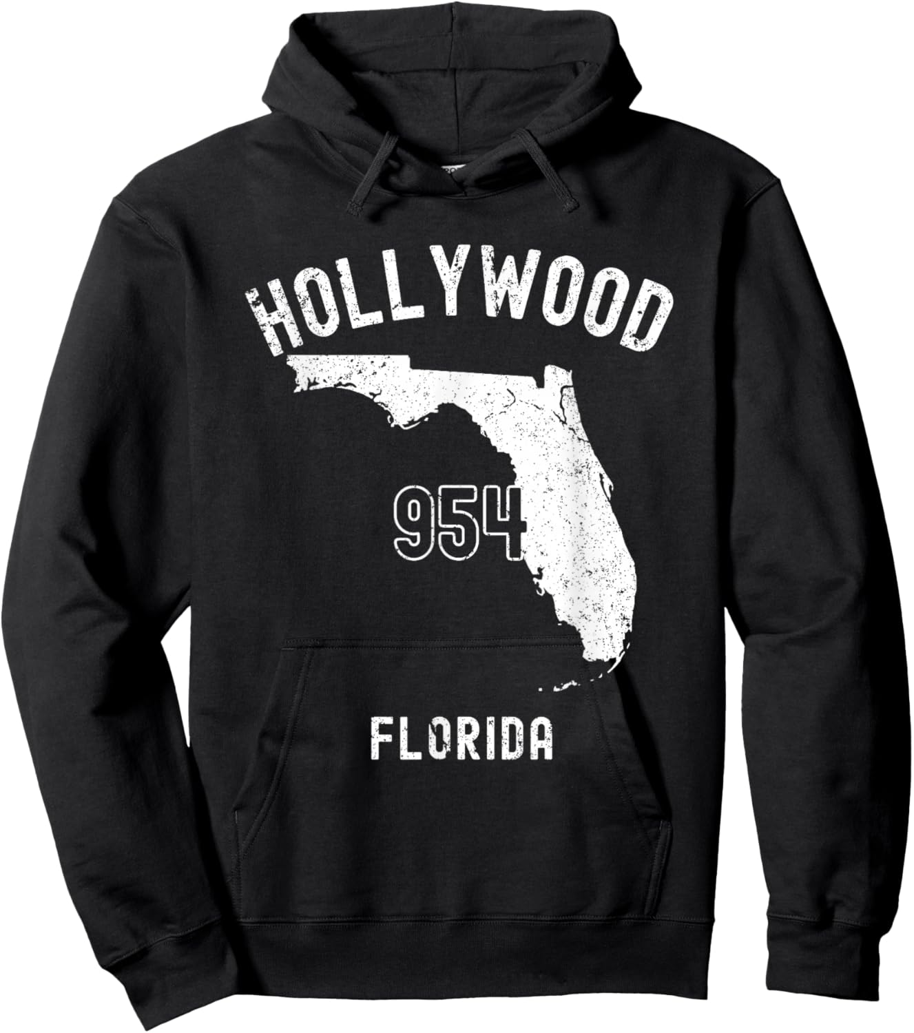 Hollywood Florida FL 954 Vintage Athletic Style Hoodie - Hoodie | Black