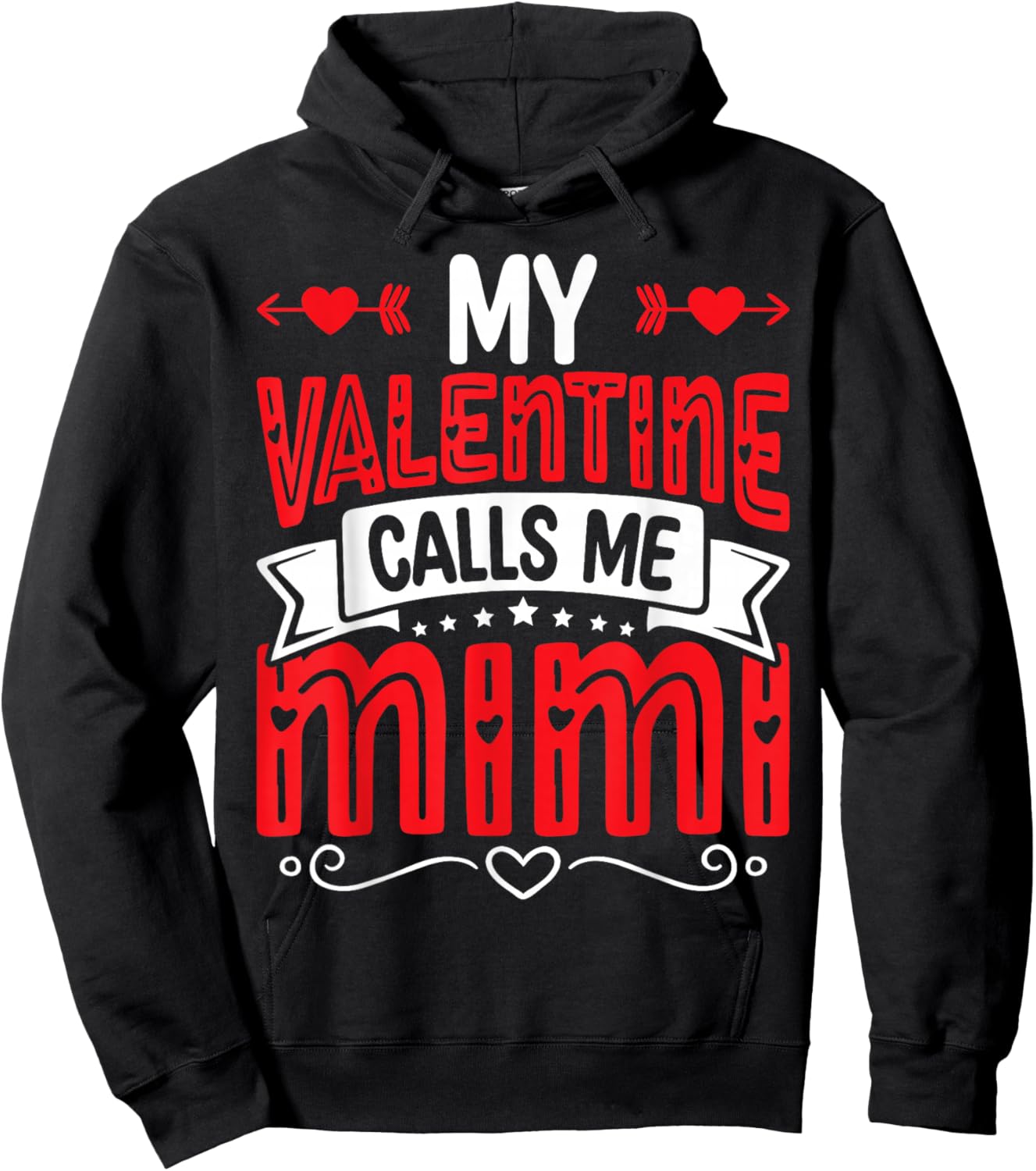 My Valentine Calls Me Mimi Groovy Valentine Hearts Hoodie - Hoodie | Black