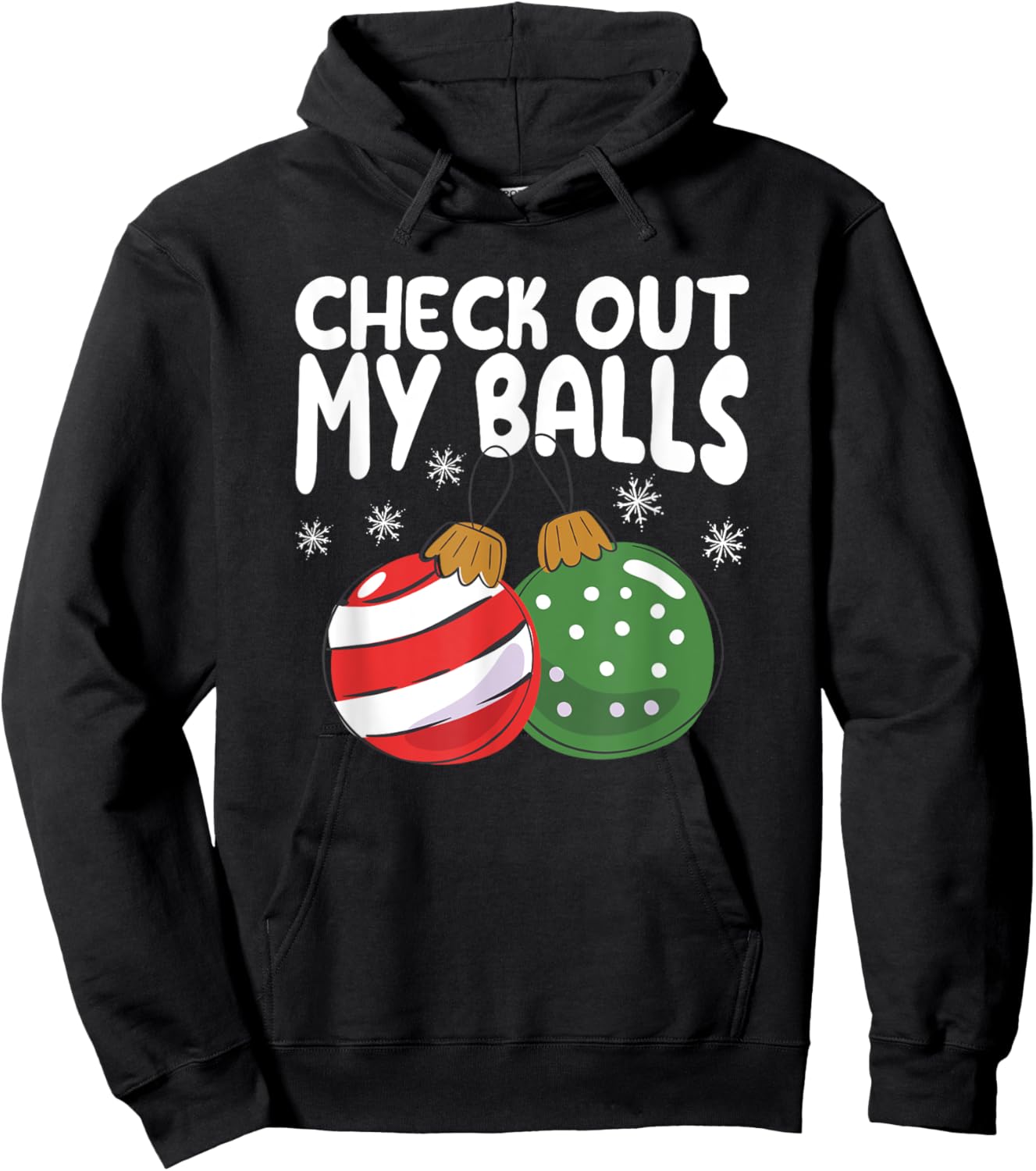 Check Out My Balls Funny Dirty Christmas Joke Naughty Xmas Hoodie - Hoodie | Black
