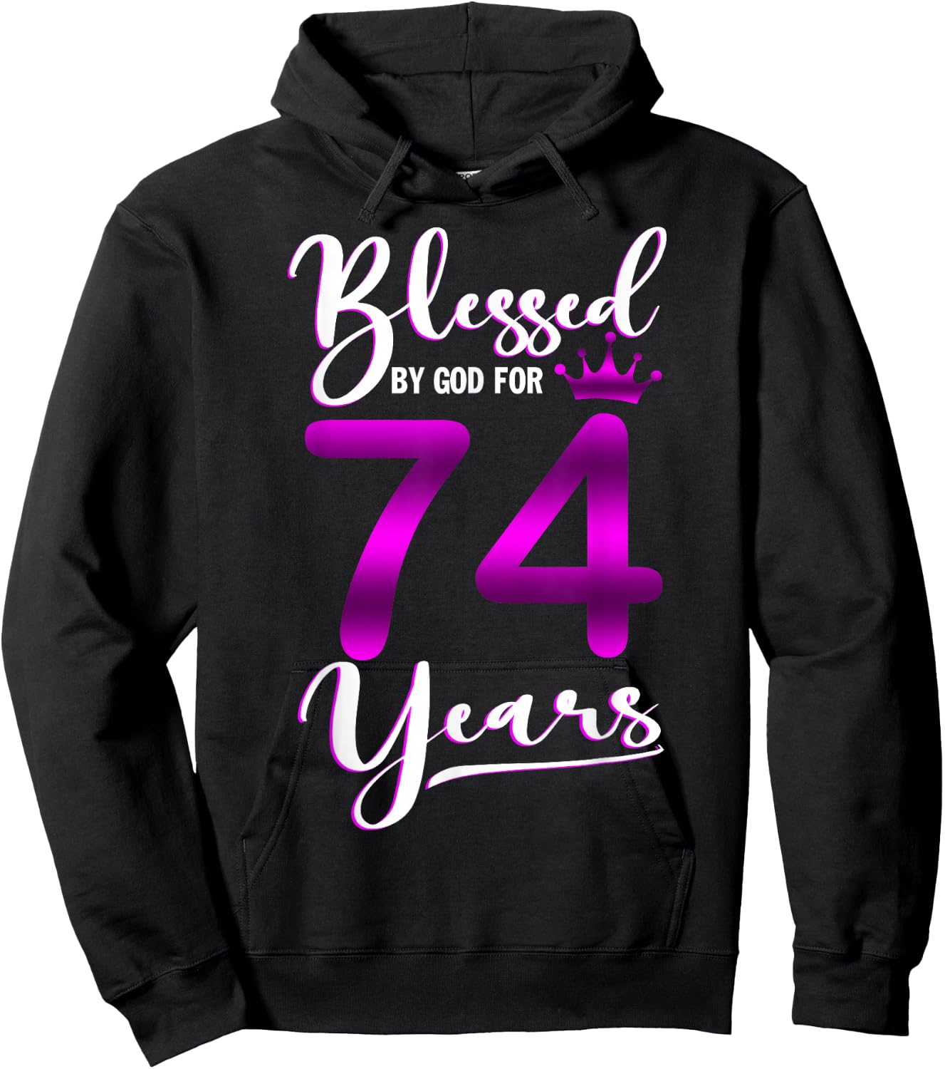 Vintage Blessed by God For 74 Years Old Happy 74th Birthday Hoodie - Hoodie | Black