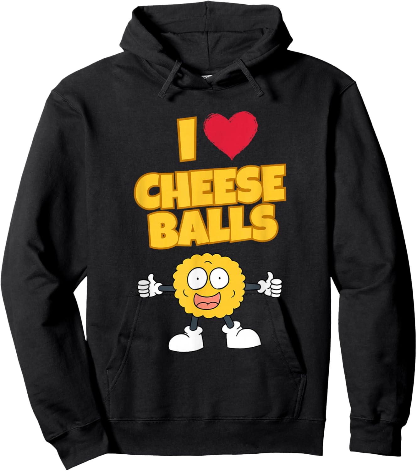 I Love Cheese Balls Cute Snack Enthusiast Art Hoodie - Hoodie | Black