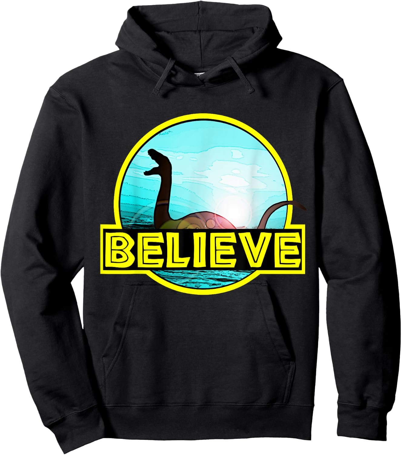 Believe Sea Monsters Ocean Plesiosaur Dinosaur Nessie Champ Hoodie - Hoodie | Black