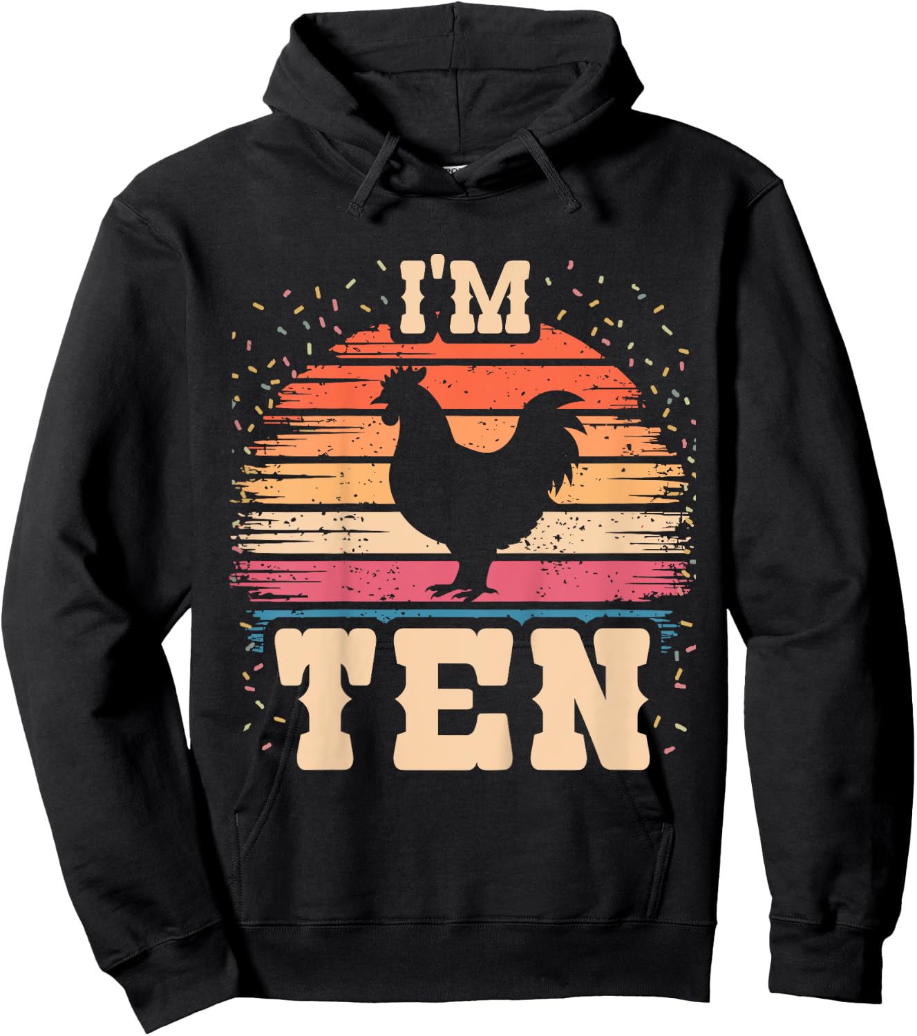 Chicken 10 Year Old Birthday Boy Girl 10th Chicken Birthday Hoodie - Hoodie | Black