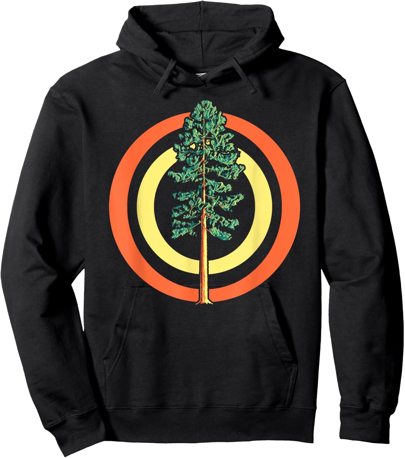 Retro Sun Minimalist Ponderosa Pine Tree Vintage Graphic Hoodie - Hoodie | Black